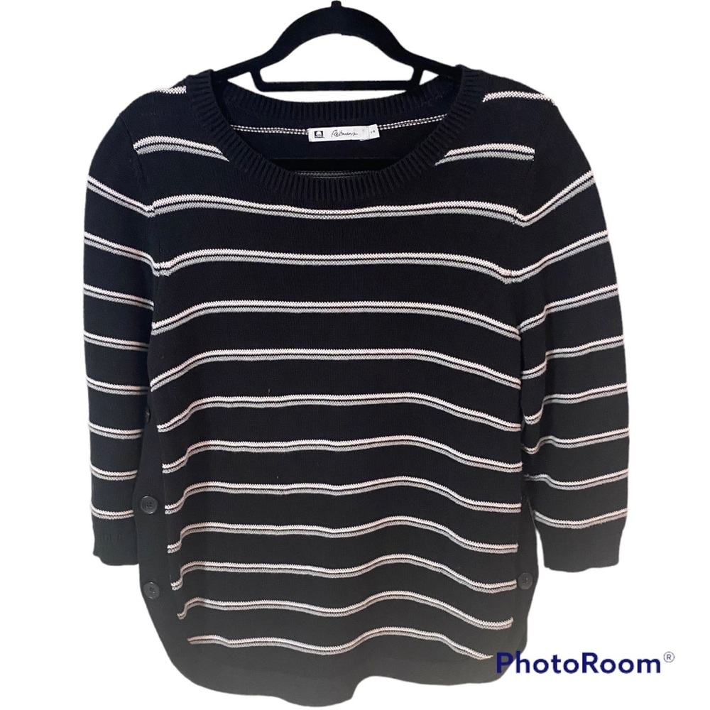 A 100% cotton striped sweater in size large
